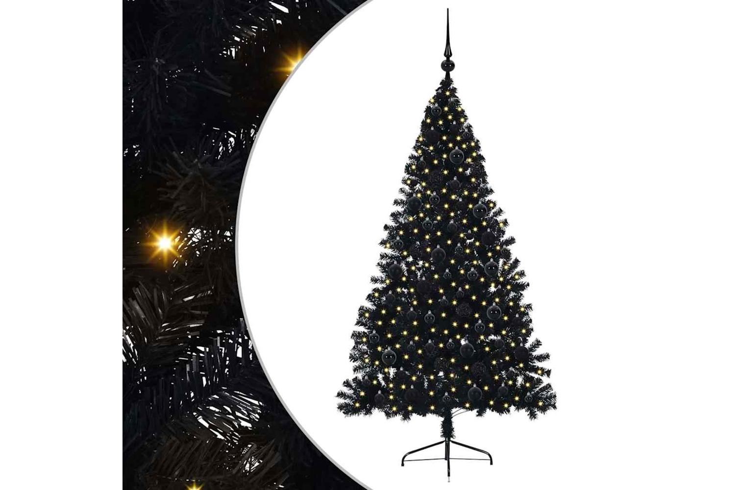 Vidaxl Artificial Pre-lit Christmas Tree Black 180 Cm Pvc