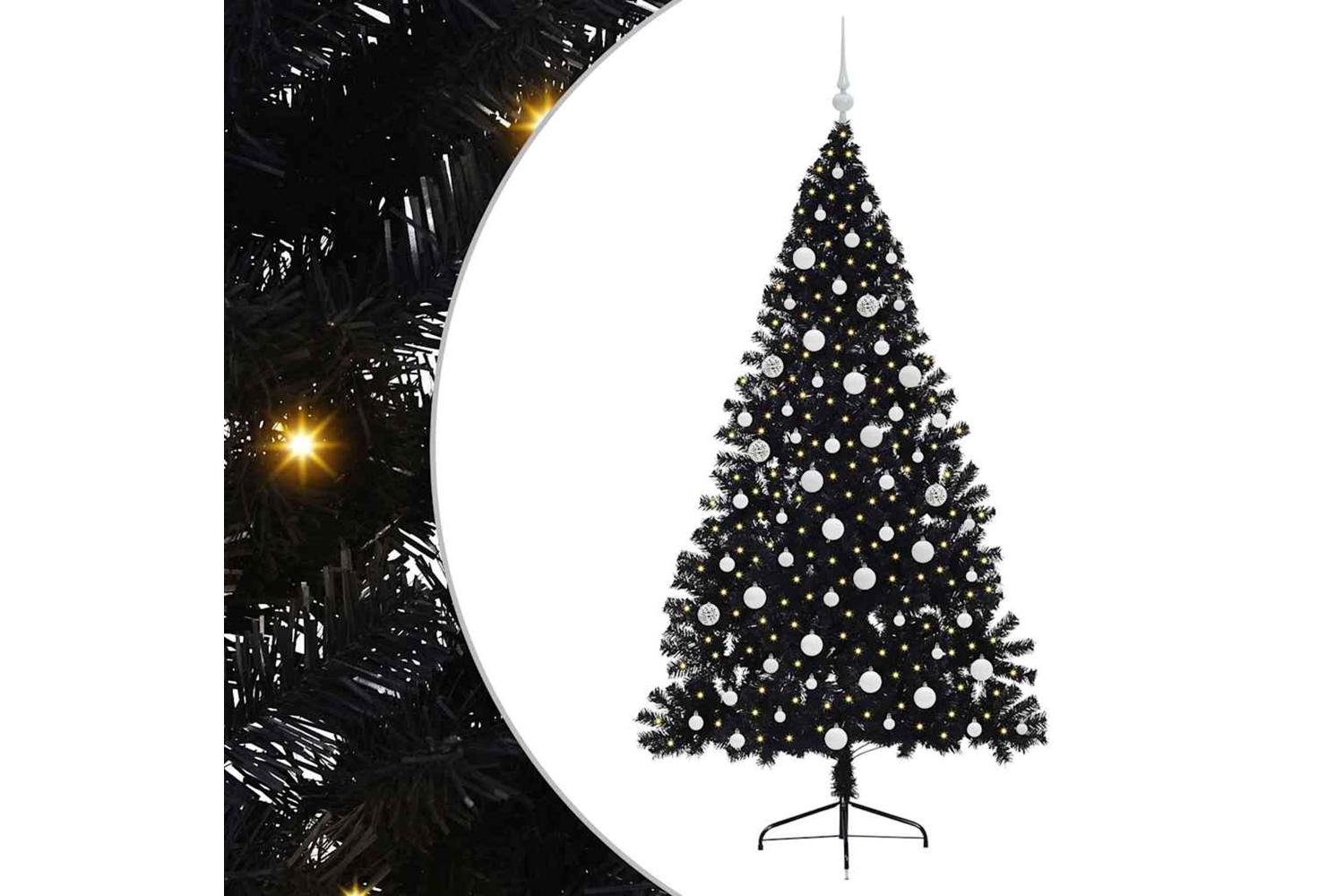 Vidaxl Artificial Pre-lit Christmas Tree Black 180 Cm Pvc