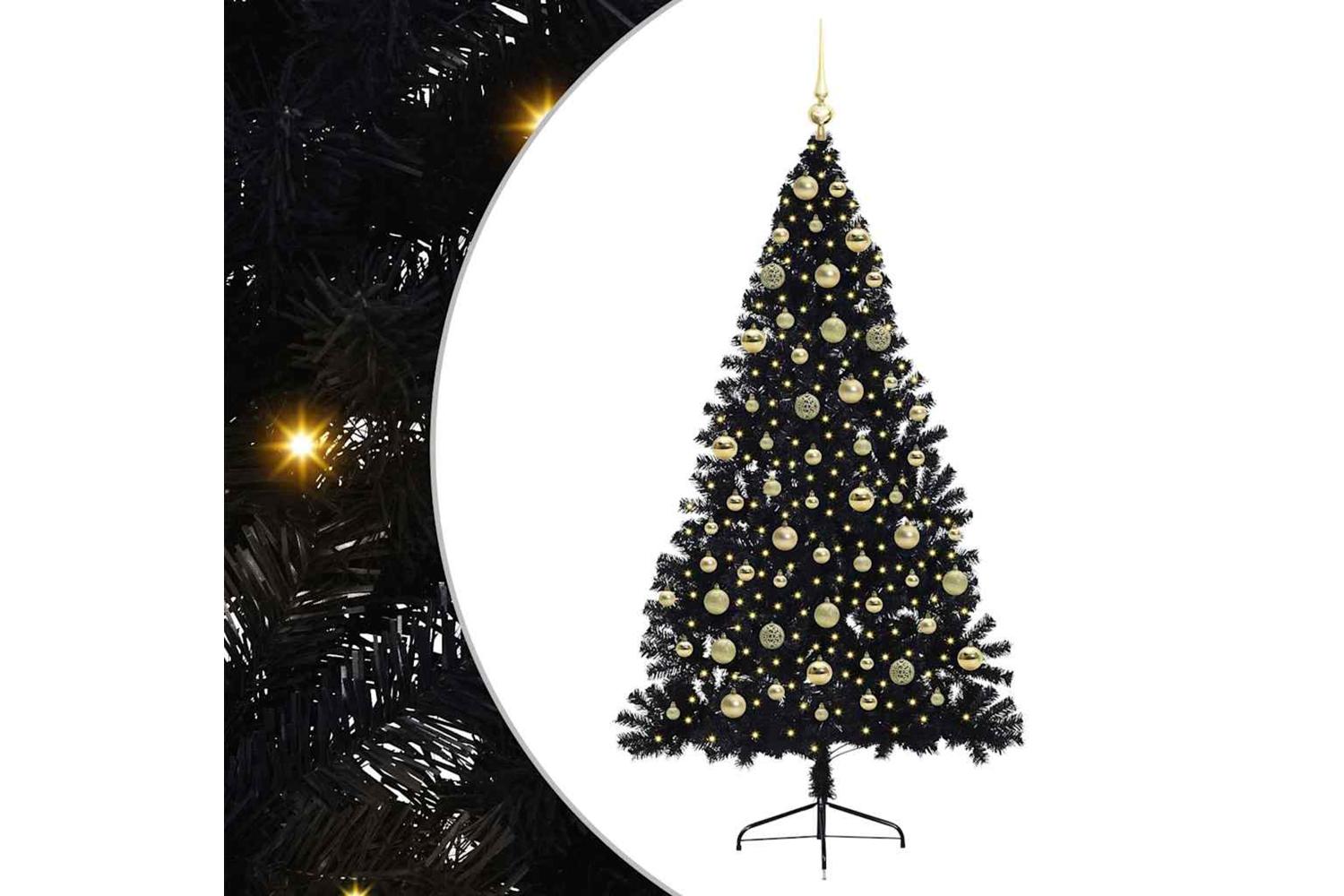 Vidaxl Artificial Pre-lit Christmas Tree Black 180 Cm Pvc