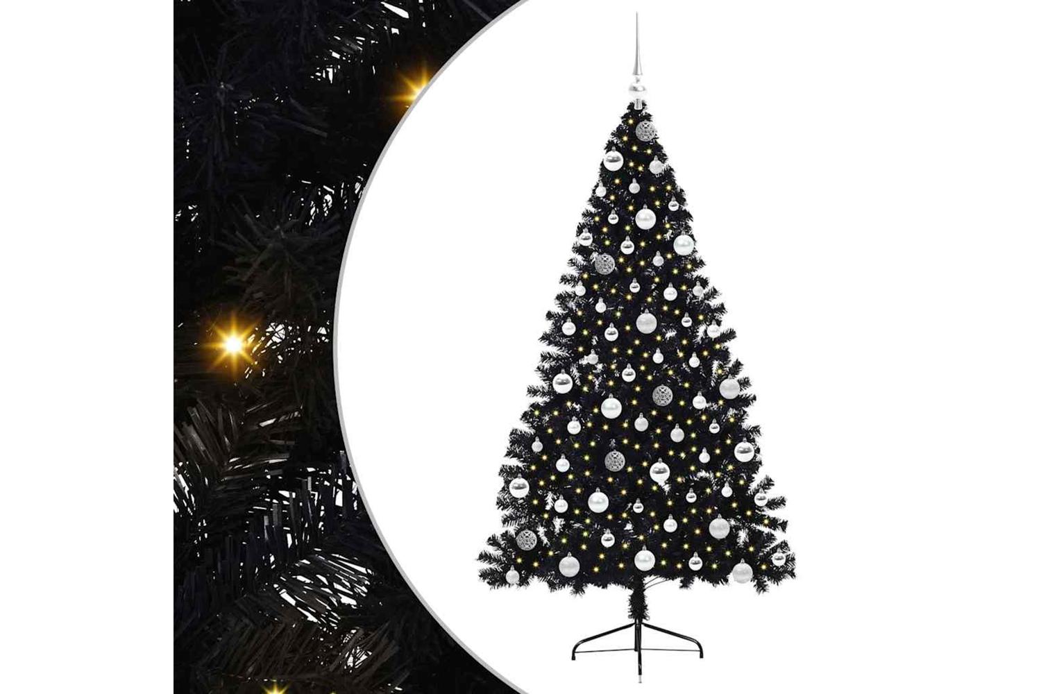 Vidaxl Artificial Pre-lit Christmas Tree Black 180 Cm Pvc