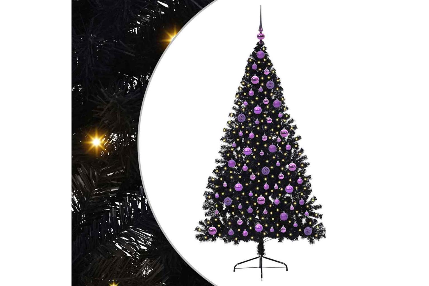 Vidaxl Artificial Pre-lit Christmas Tree Black 180 Cm Pvc