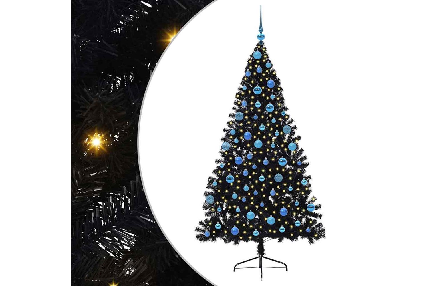 Vidaxl Artificial Pre-lit Christmas Tree Black 180 Cm Pvc