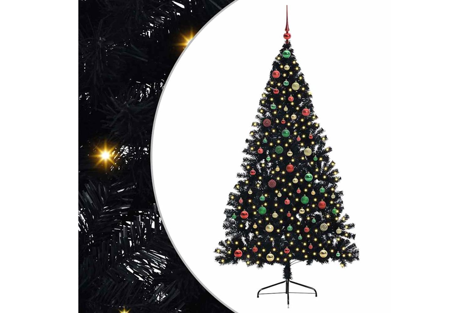 Vidaxl Artificial Pre-lit Christmas Tree Black 180 Cm Pvc