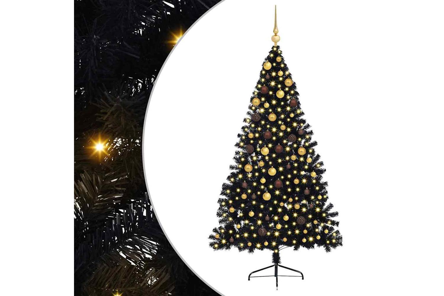 Vidaxl Artificial Pre-lit Christmas Tree Black 210 Cm Pvc