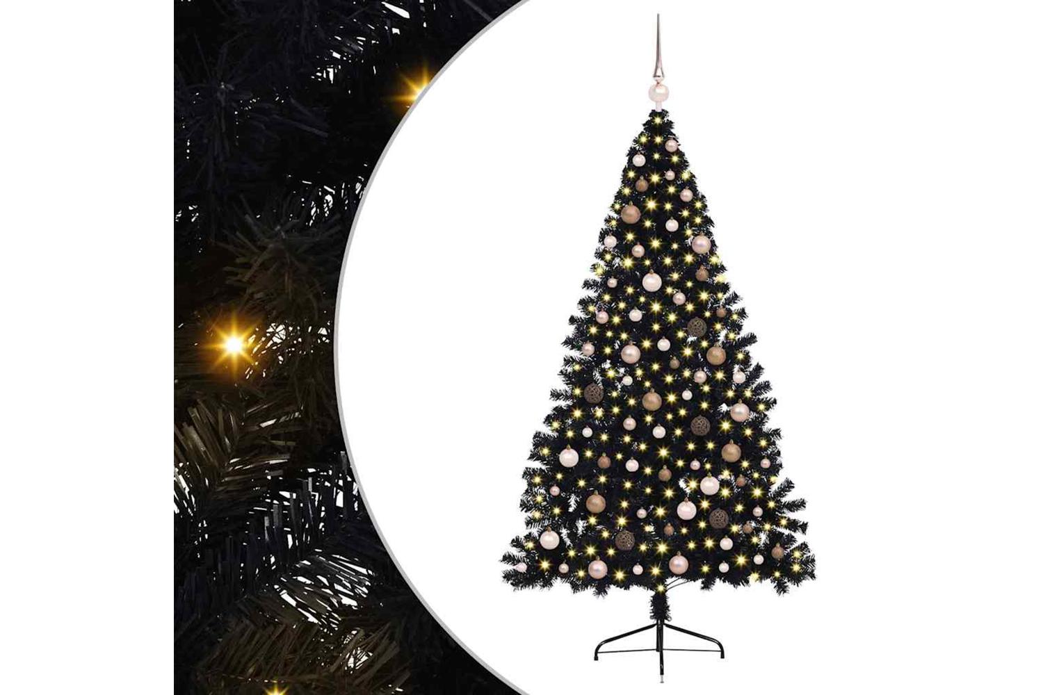 Vidaxl Artificial Pre-lit Christmas Tree Black 210 Cm Pvc
