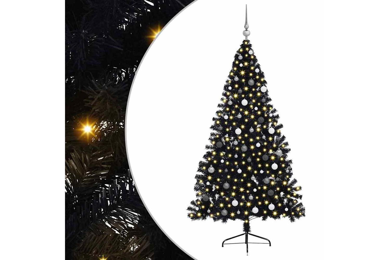 Vidaxl Artificial Pre-lit Christmas Tree Black 210 Cm Pvc