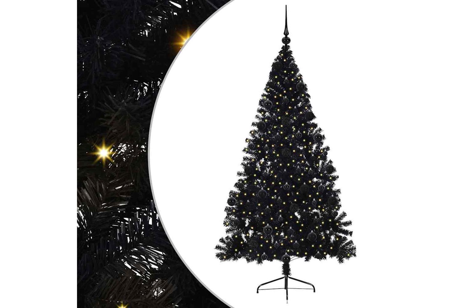 Vidaxl Artificial Pre-lit Christmas Tree Black 210 Cm Pvc