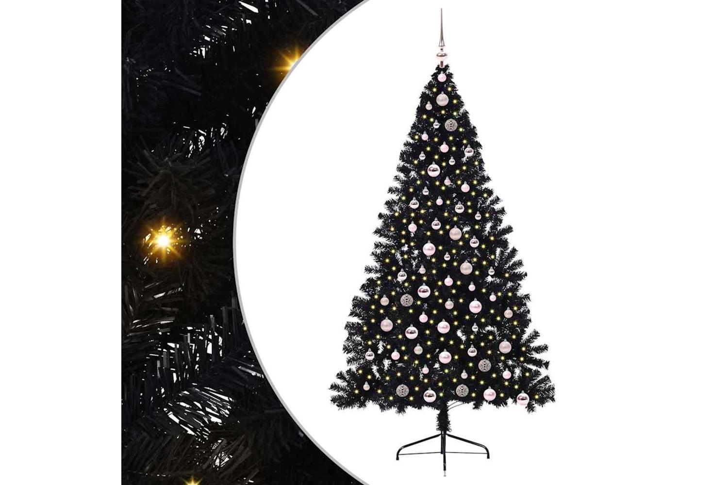 Vidaxl Artificial Pre-lit Christmas Tree Black 210 Cm Pvc