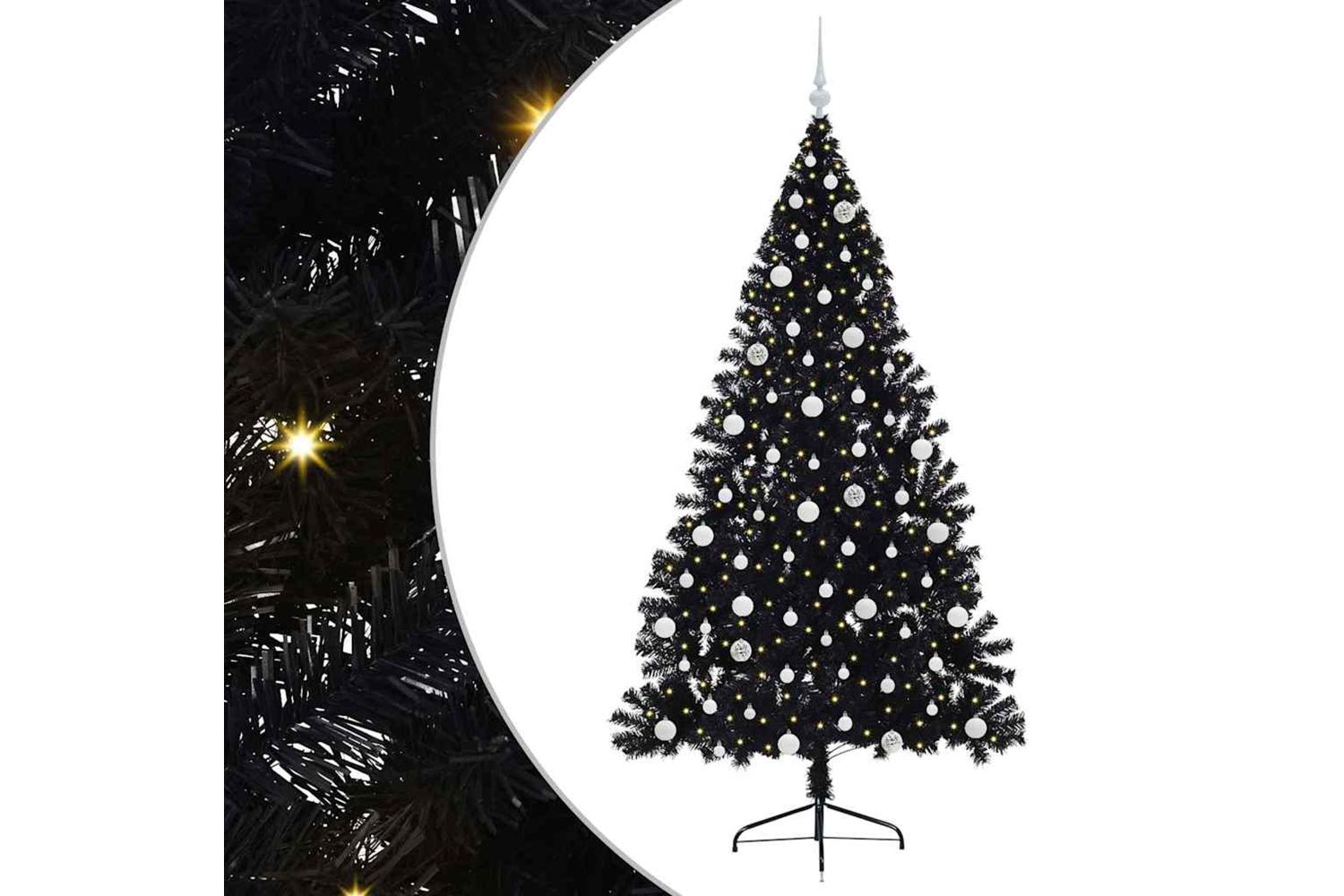 Vidaxl Artificial Pre-lit Christmas Tree Black 210 Cm Pvc