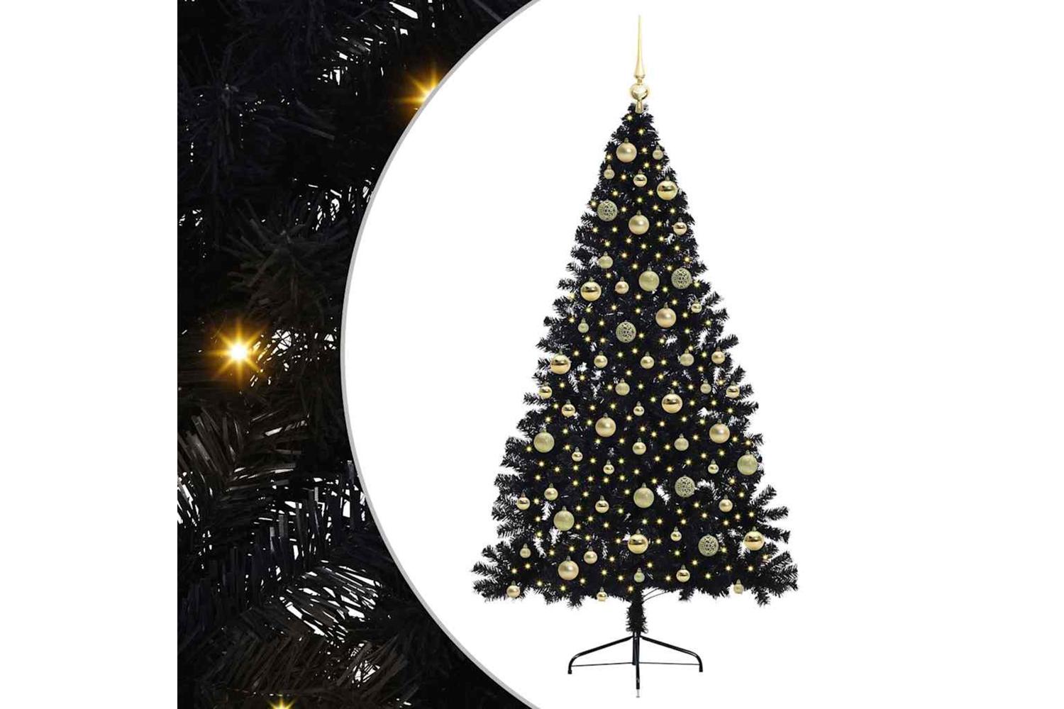 Vidaxl Artificial Pre-lit Christmas Tree Black 210 Cm Pvc