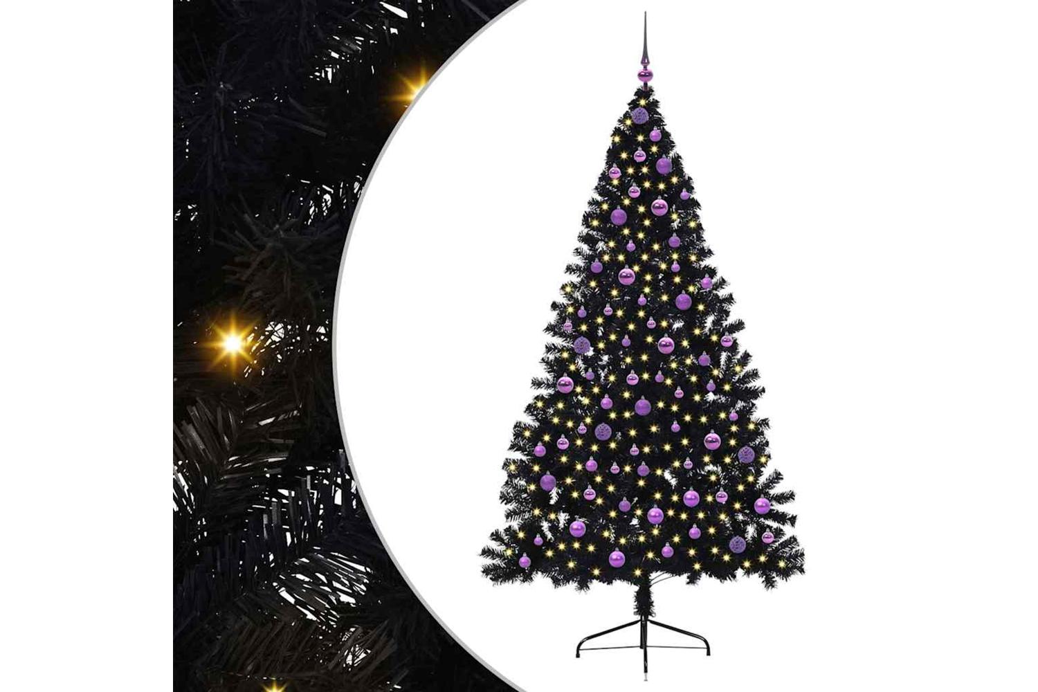 Vidaxl Artificial Pre-lit Christmas Tree Black 210 Cm Pvc