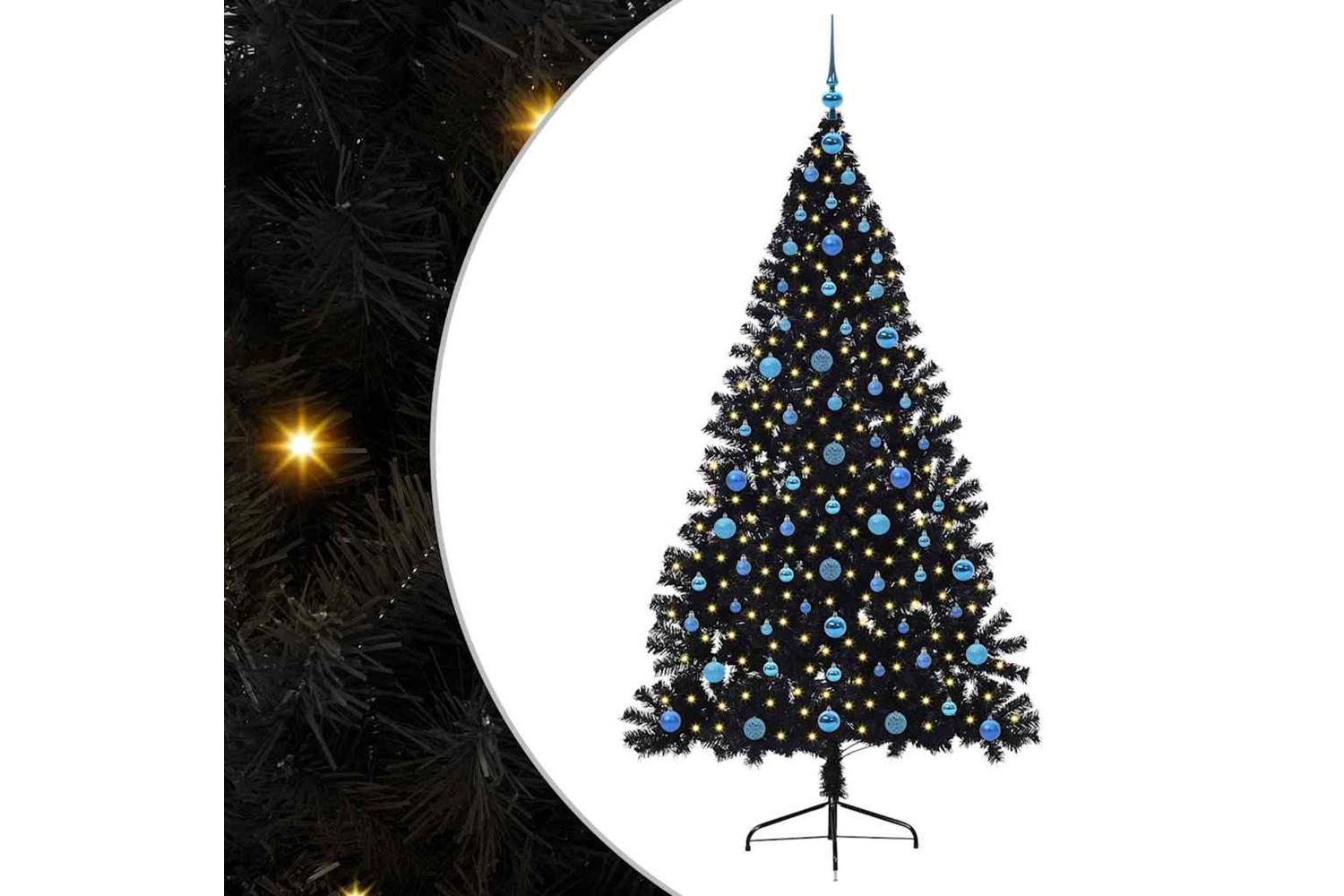 Vidaxl Artificial Pre-lit Christmas Tree Black 210 Cm Pvc