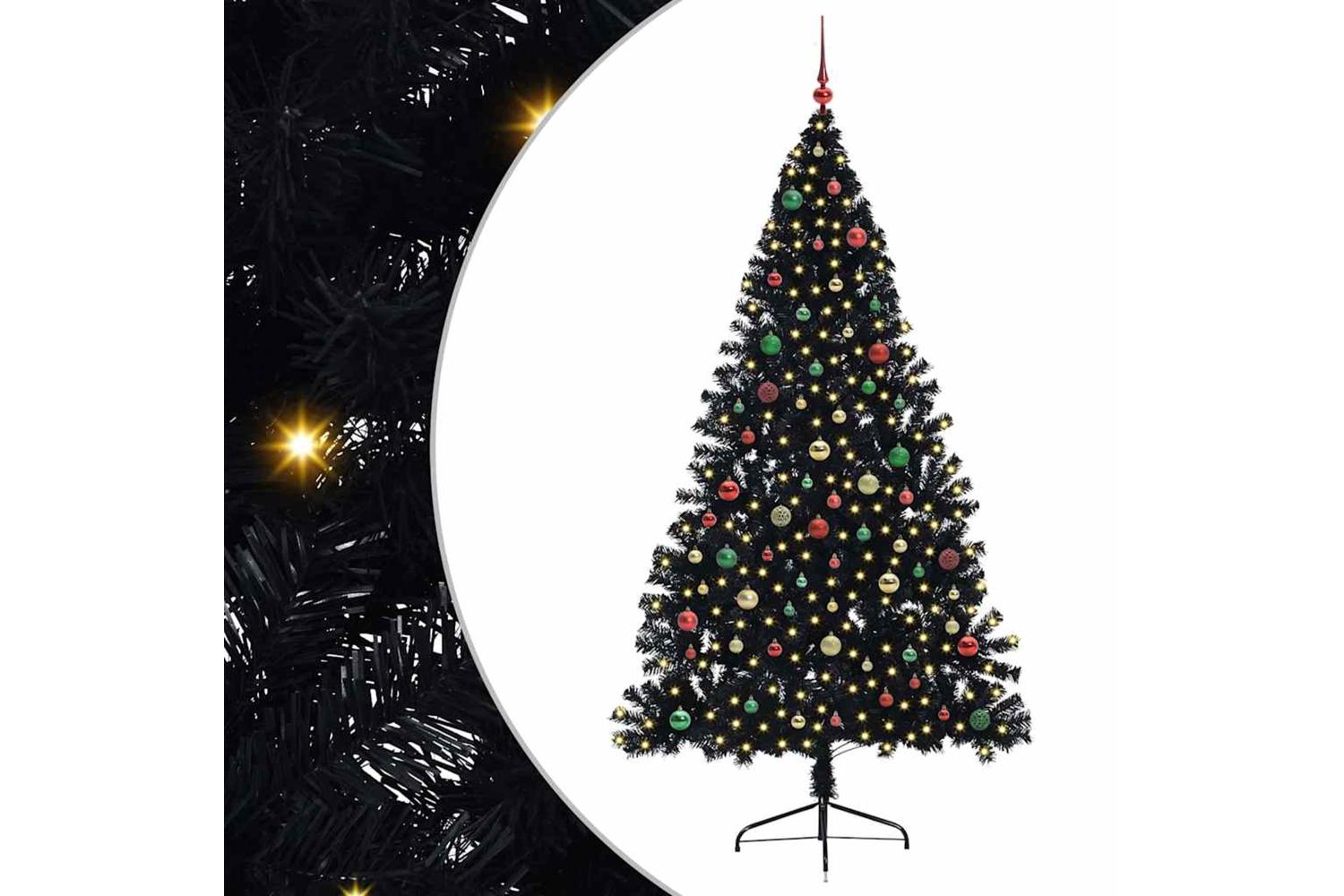 Vidaxl Artificial Pre-lit Christmas Tree Black 210 Cm Pvc