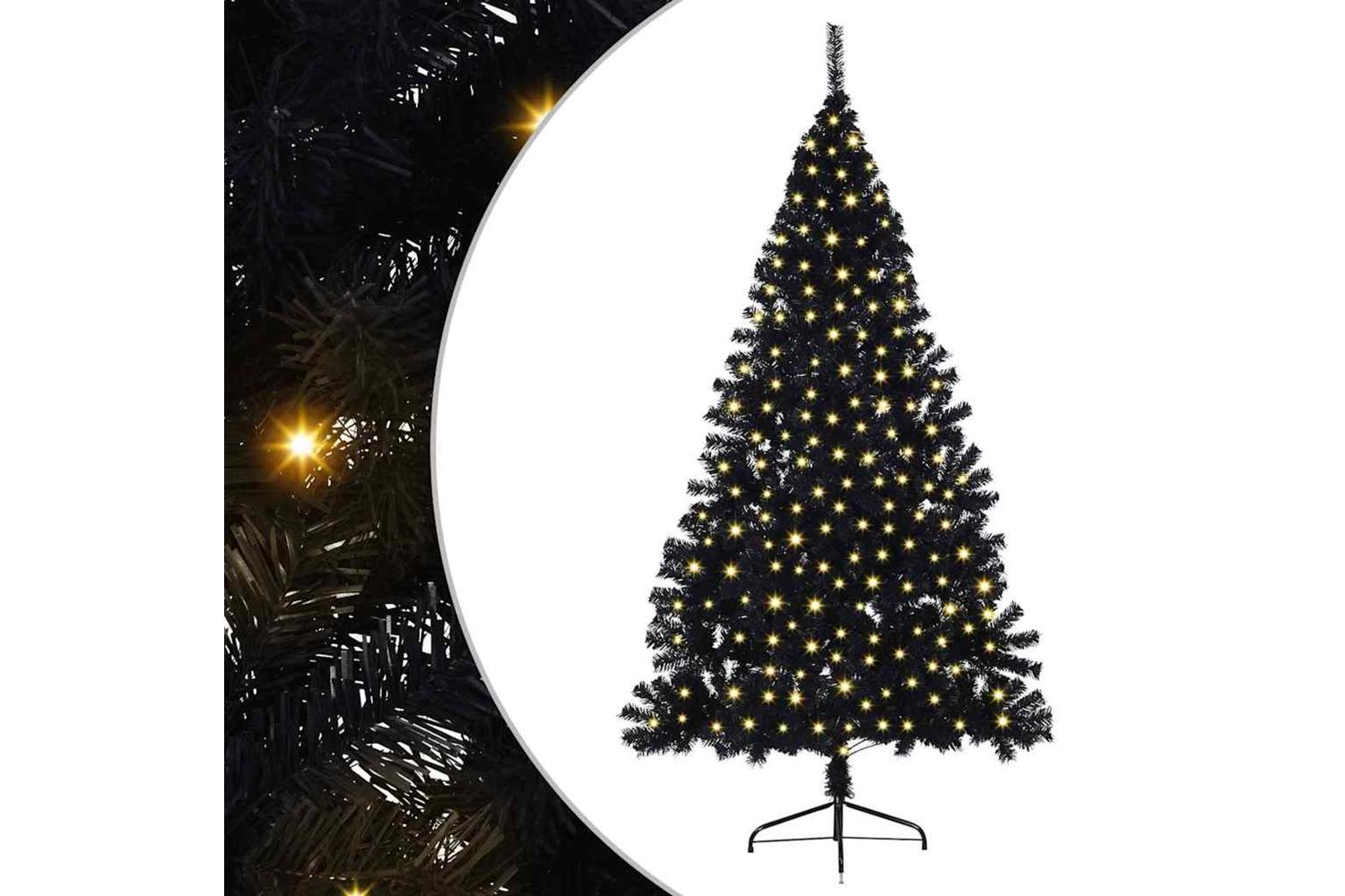 Vidaxl Artificial Pre-lit Christmas Tree Black 240 Cm Pvc