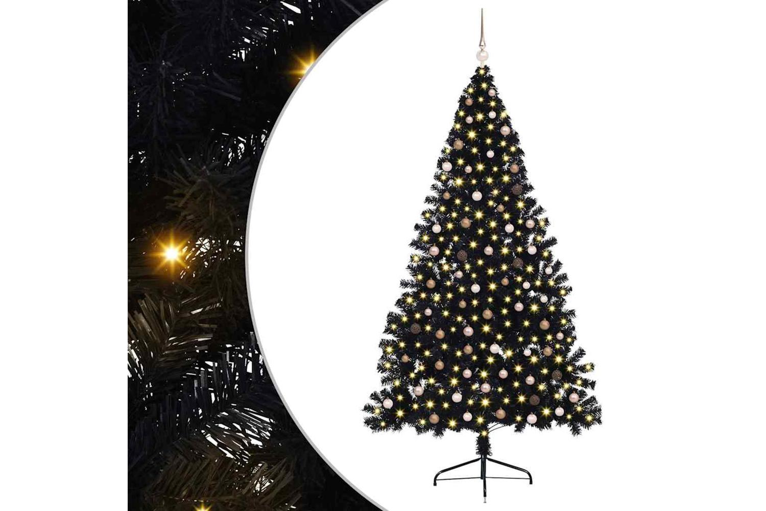 Vidaxl Artificial Pre-lit Christmas Tree Black 240 Cm Pvc