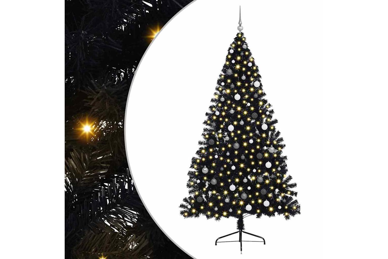 Vidaxl Artificial Pre-lit Christmas Tree Black 240 Cm Pvc