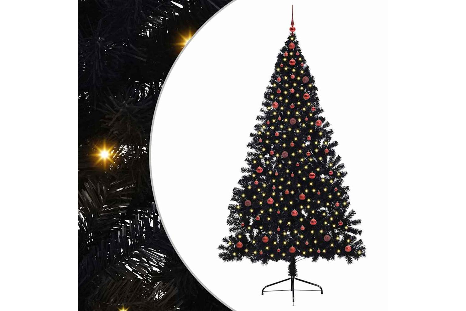 Vidaxl Artificial Pre-lit Christmas Tree Black 240 Cm Pvc