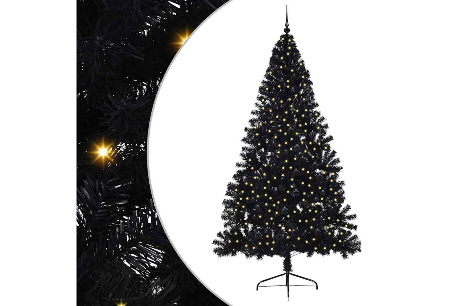 Vidaxl Artificial Pre-lit Christmas Tree Black 240 Cm Pvc