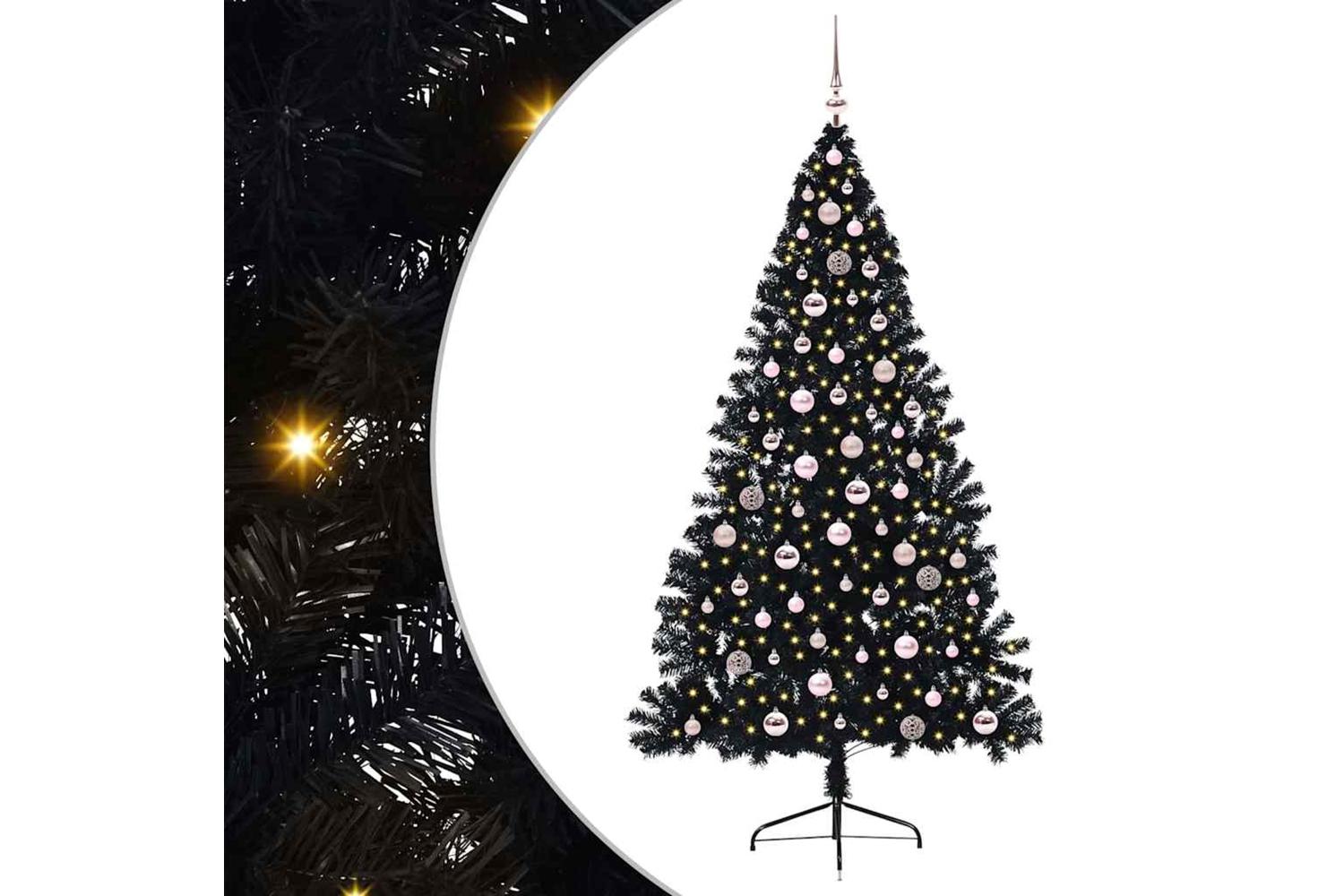 Vidaxl Artificial Pre-lit Christmas Tree Black 240 Cm Pvc
