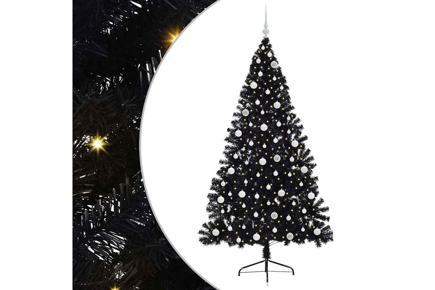 Vidaxl Artificial Pre-lit Christmas Tree Black 240 Cm Pvc