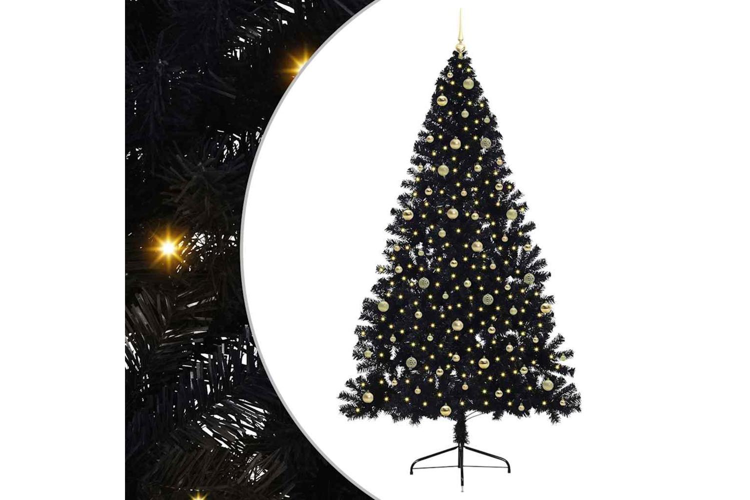 Vidaxl Artificial Pre-lit Christmas Tree Black 240 Cm Pvc