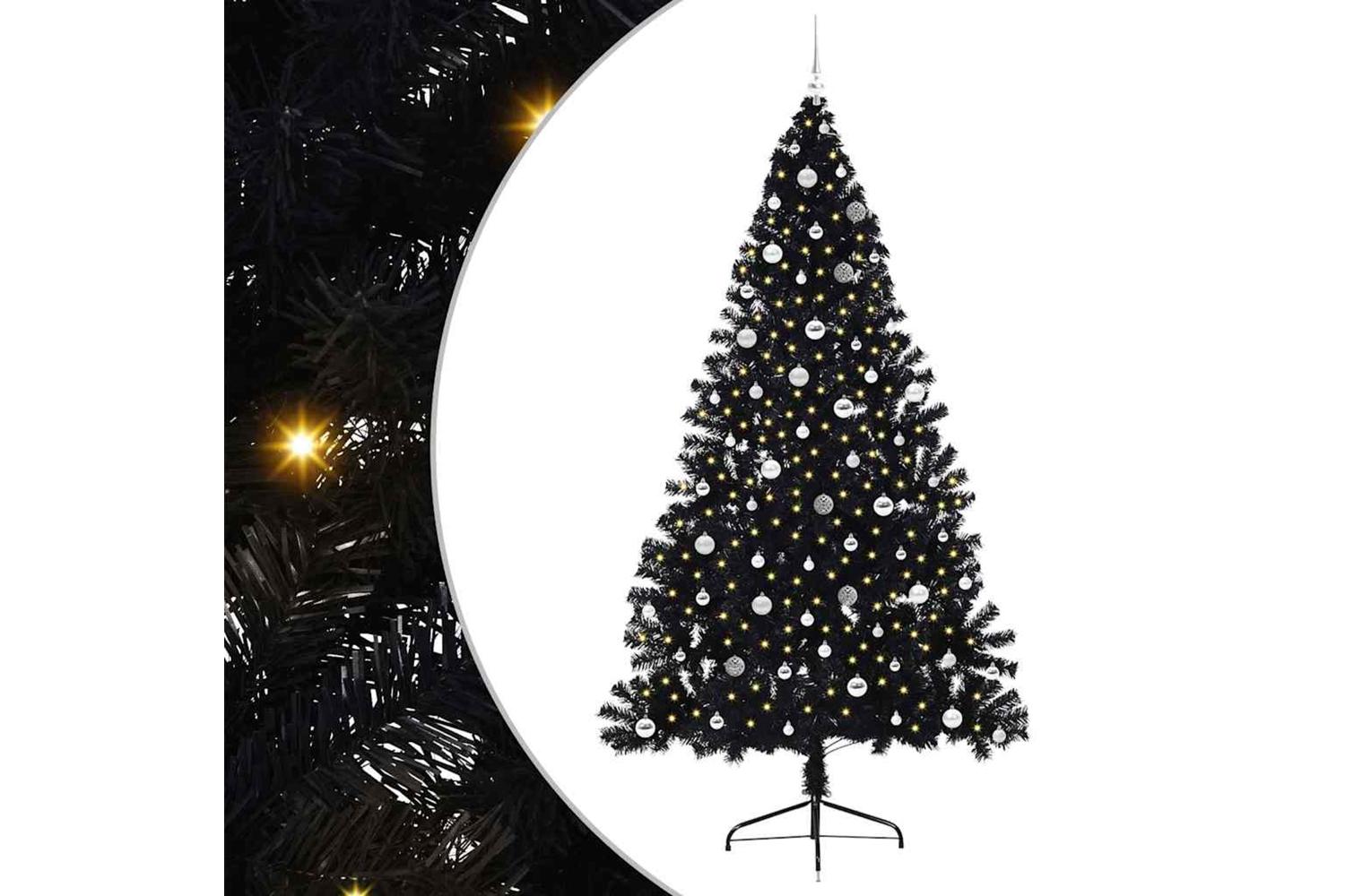 Vidaxl Artificial Pre-lit Christmas Tree Black 240 Cm Pvc