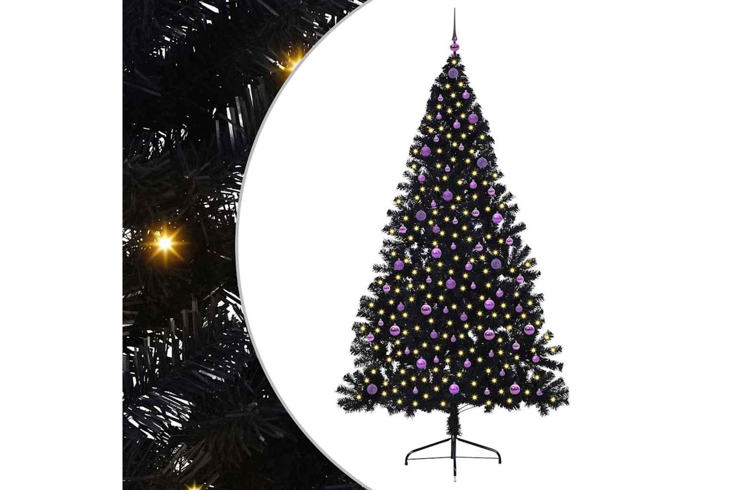 Vidaxl Artificial Pre-lit Christmas Tree Black 240 Cm Pvc