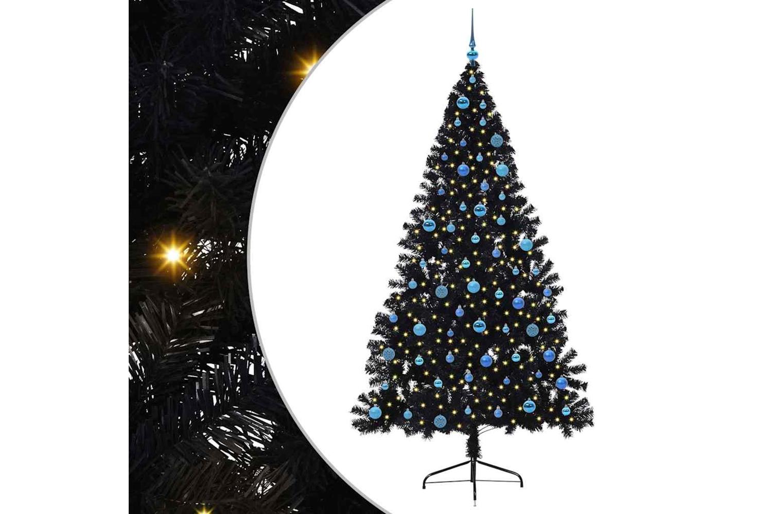 Vidaxl Artificial Pre-lit Christmas Tree Black 240 Cm Pvc