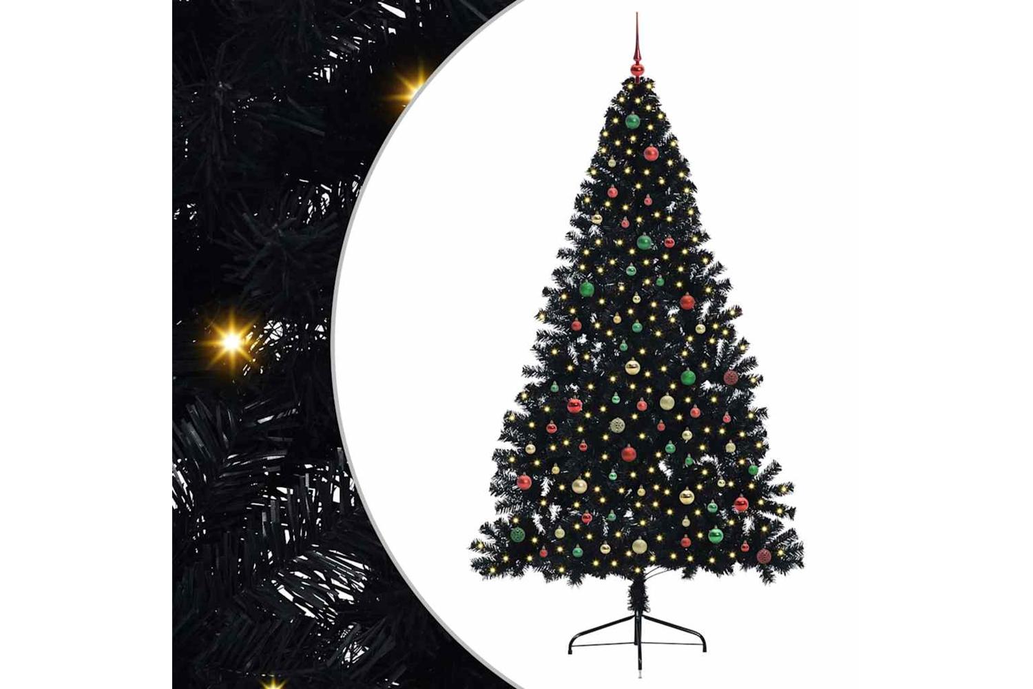 Vidaxl Artificial Pre-lit Christmas Tree Black 240 Cm Pvc