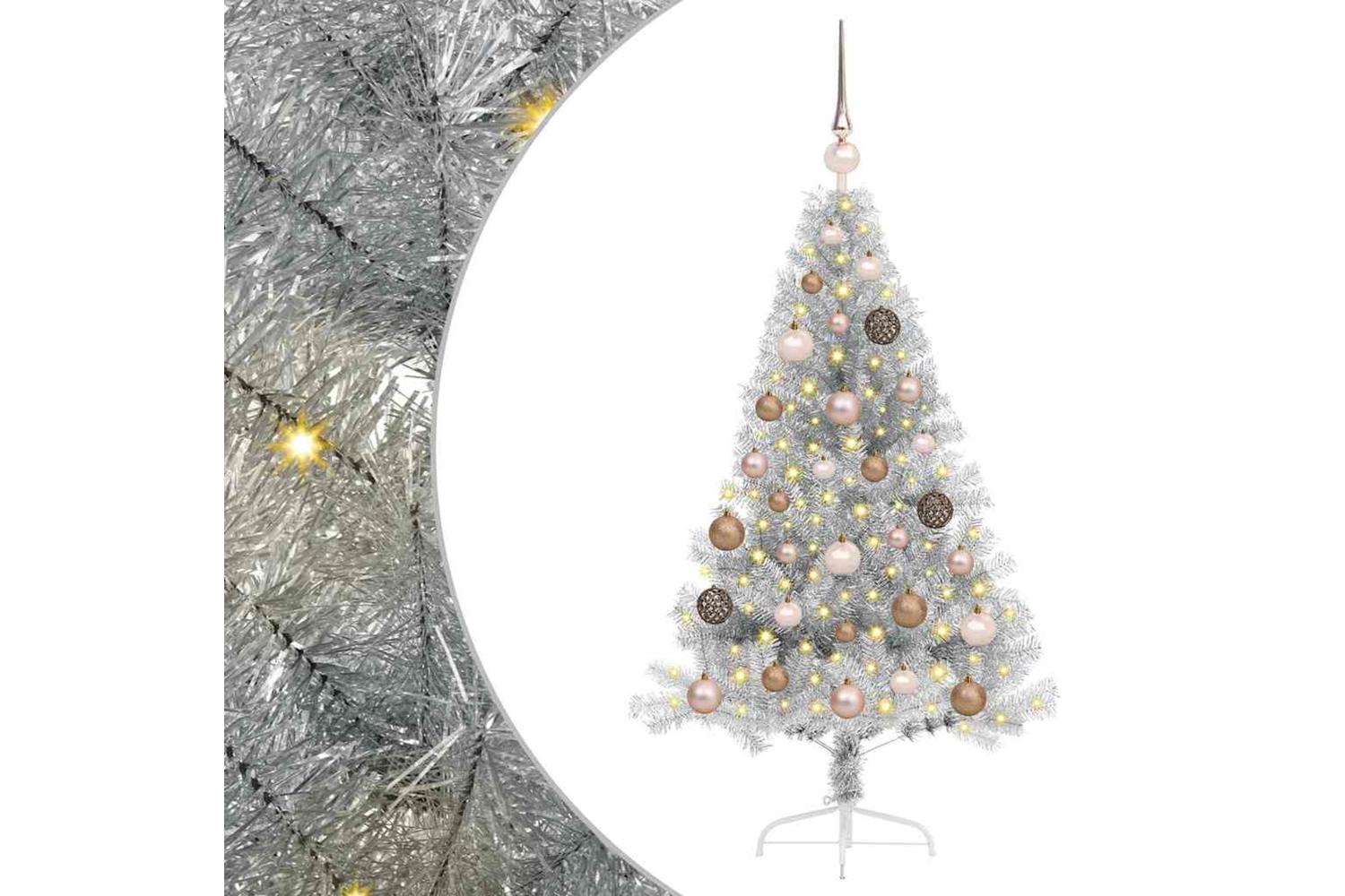 Vidaxl Artificial Pre-lit Christmas Tree Silver 120 Cm Pet