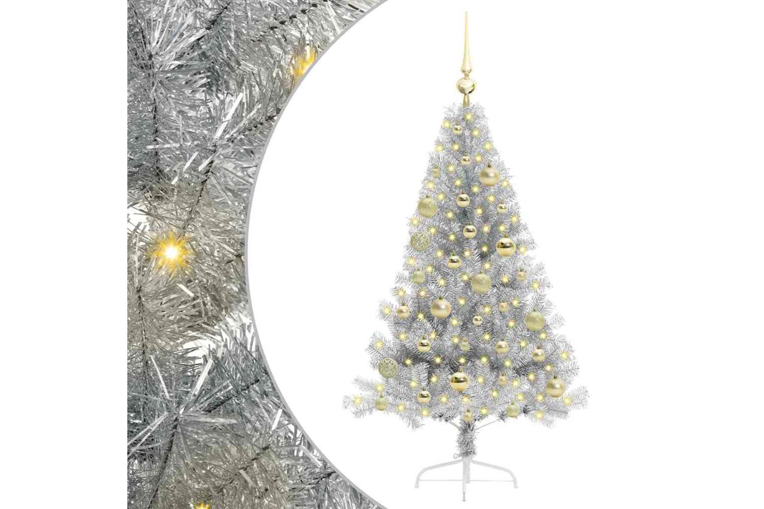 Vidaxl Artificial Pre-lit Christmas Tree Silver 120 Cm Pet