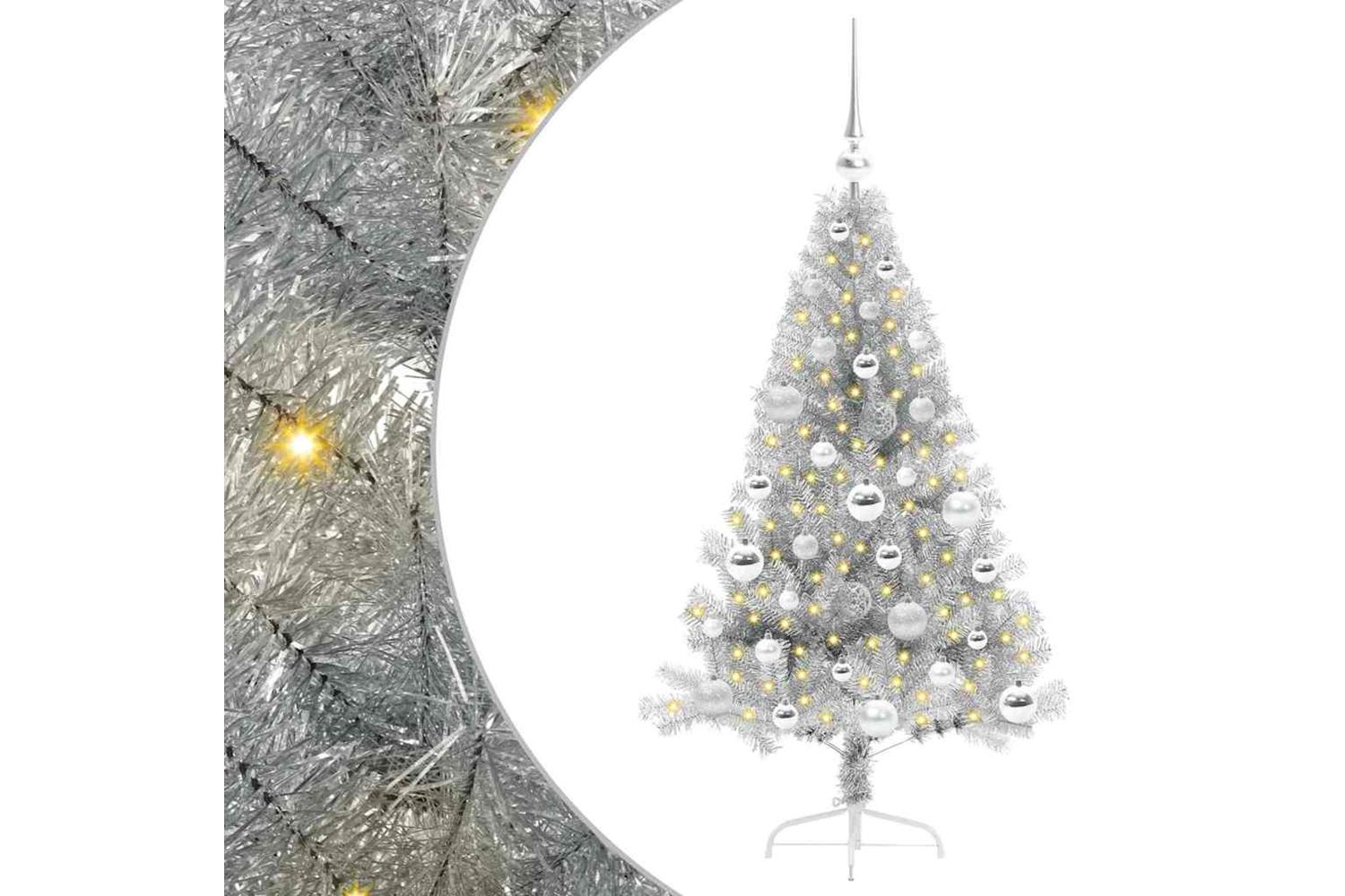 Vidaxl Artificial Pre-lit Christmas Tree Silver 120 Cm Pet