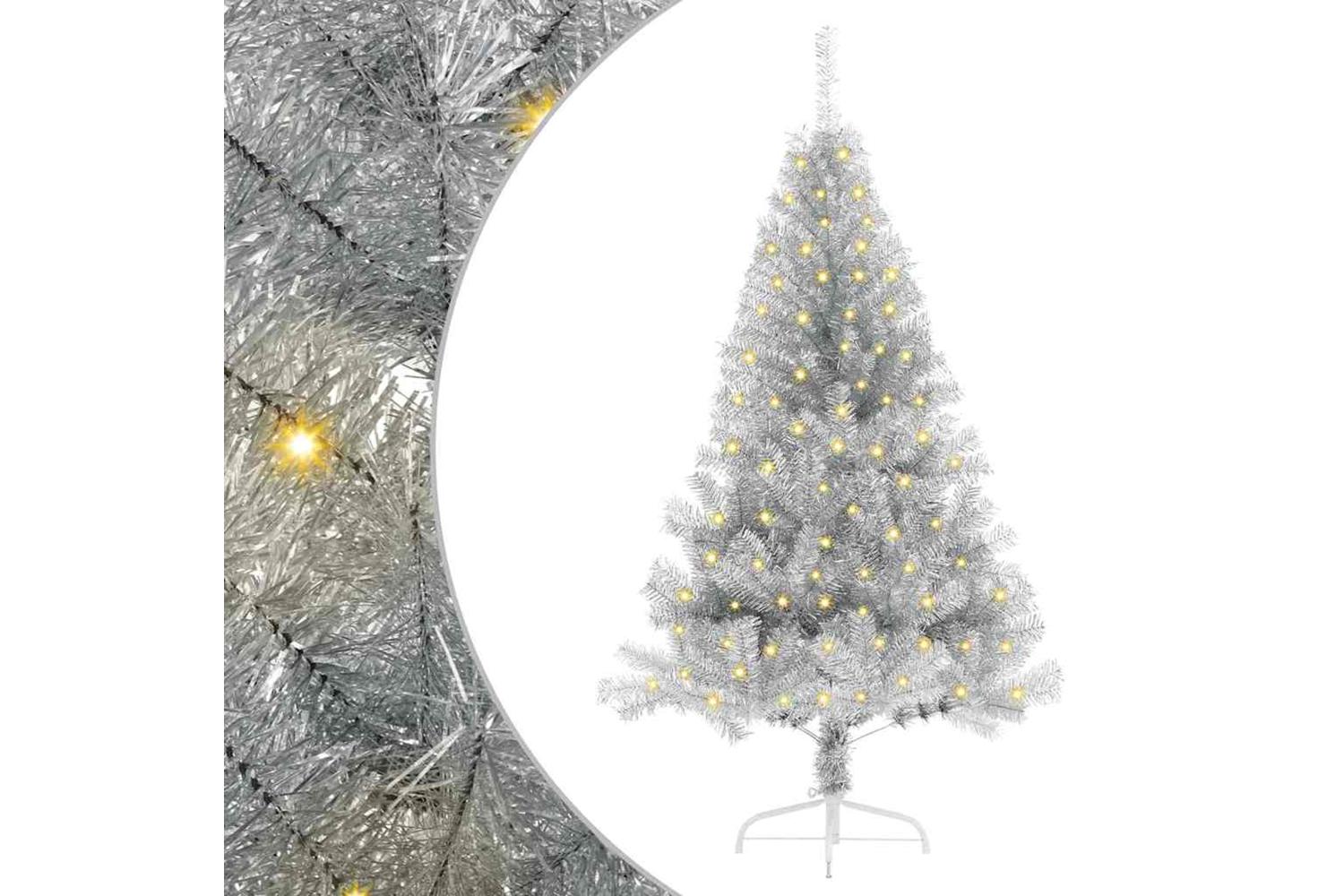 Vidaxl Artificial Pre-lit Christmas Tree Silver 150 Cm Pet