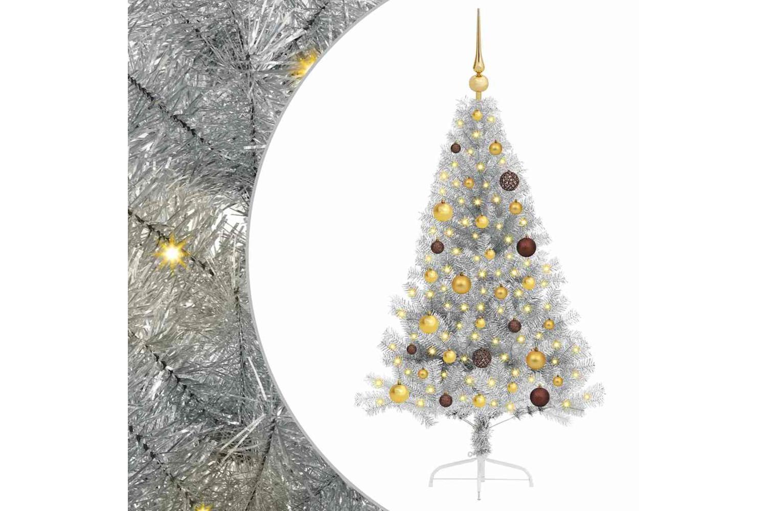Vidaxl Artificial Pre-lit Christmas Tree Silver 150 Cm Pet