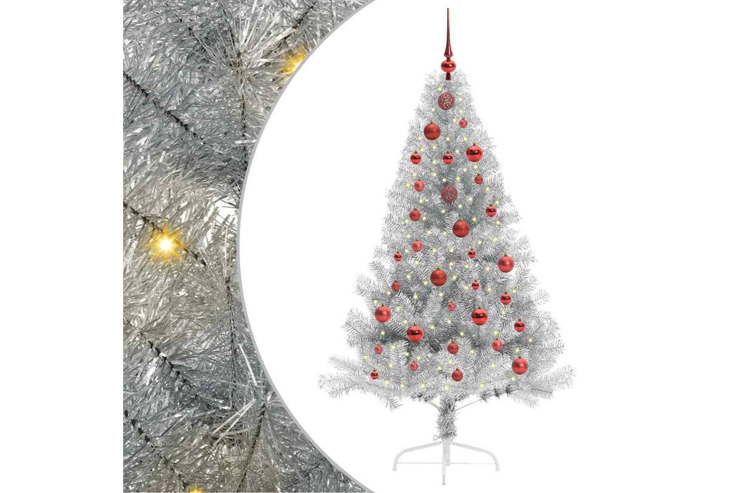Vidaxl Artificial Pre-lit Christmas Tree Silver 150 Cm Pet