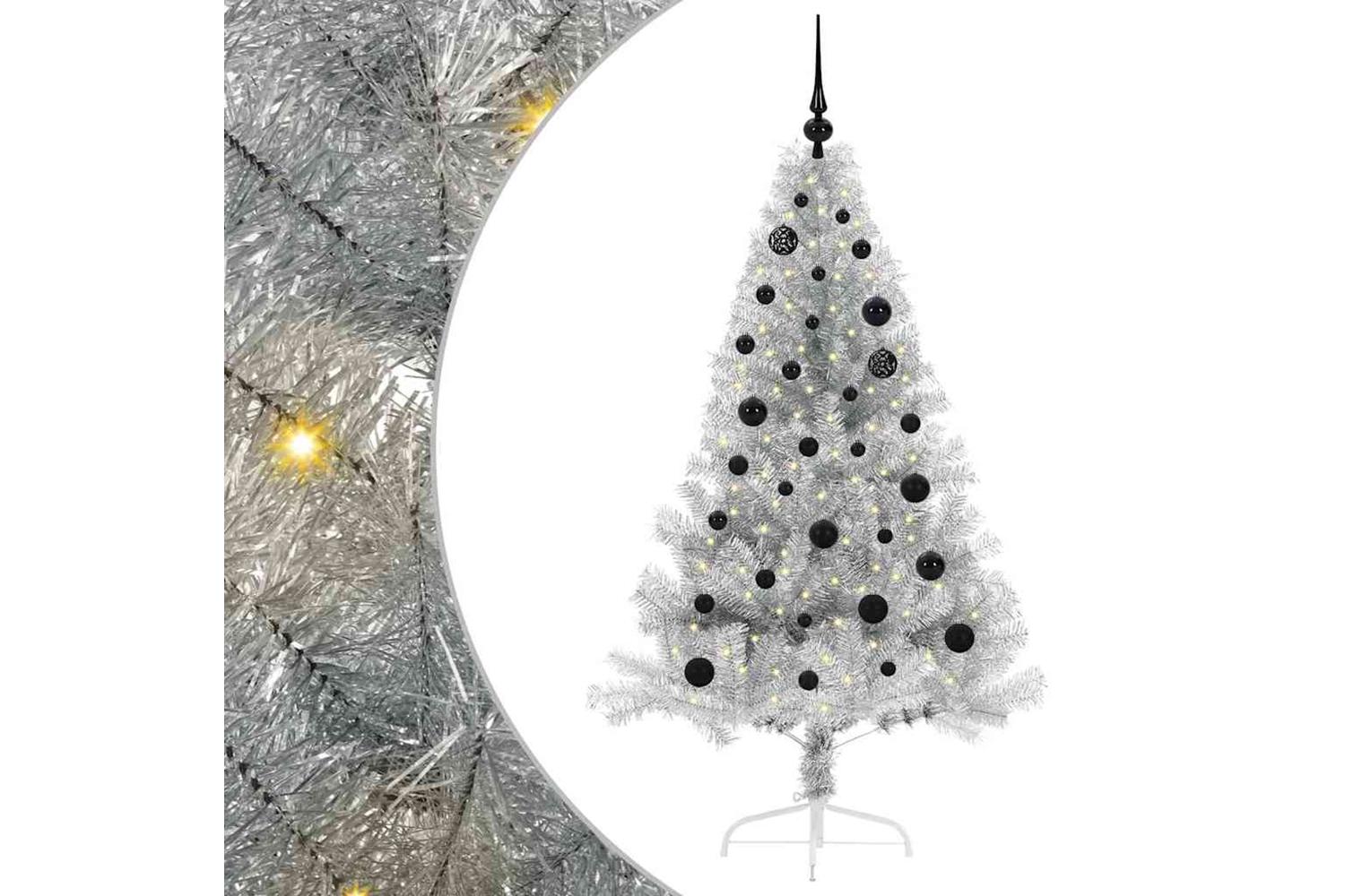 Vidaxl Artificial Pre-lit Christmas Tree Silver 150 Cm Pet