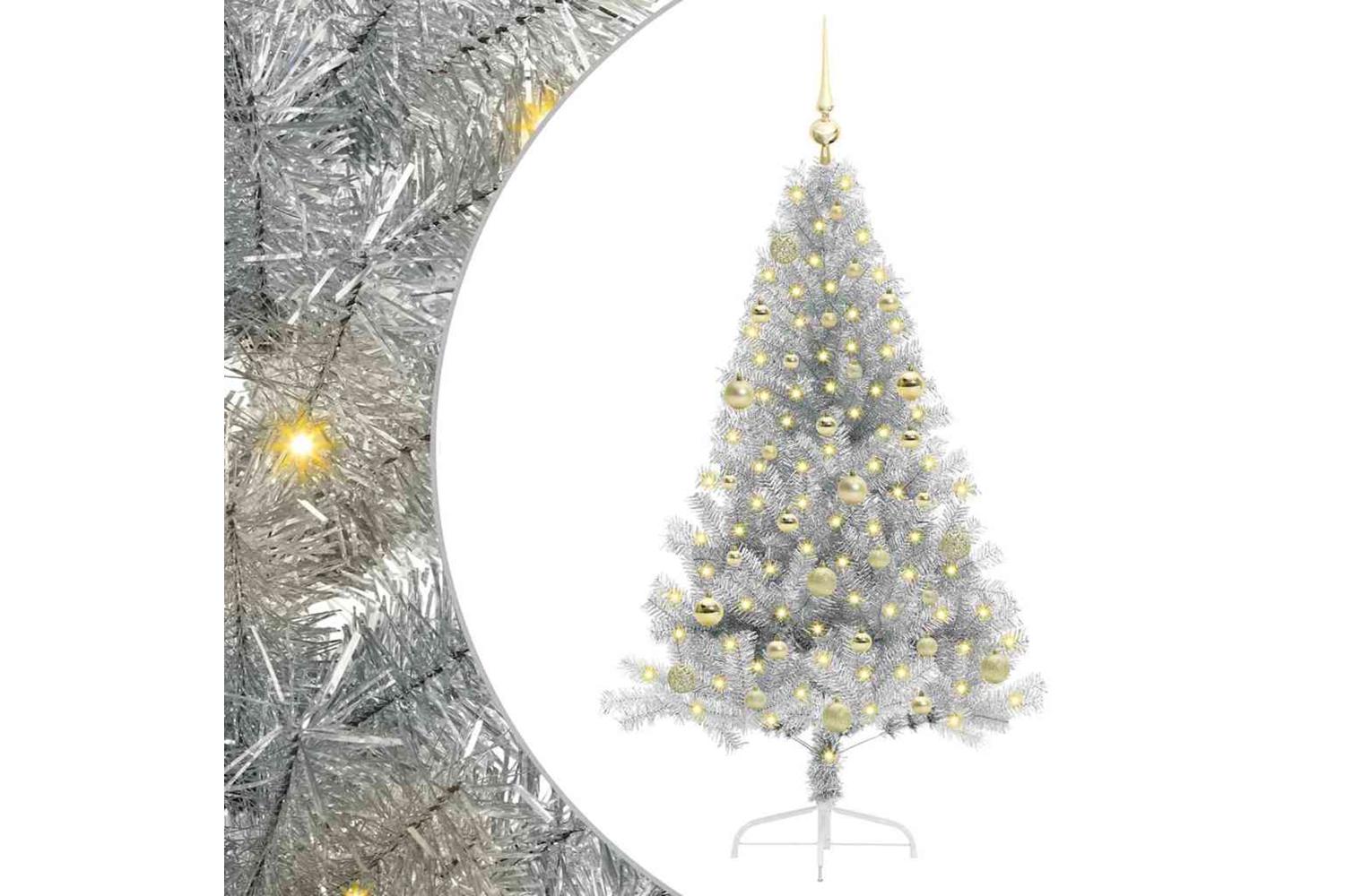 Vidaxl Artificial Pre-lit Christmas Tree Silver 150 Cm Pet