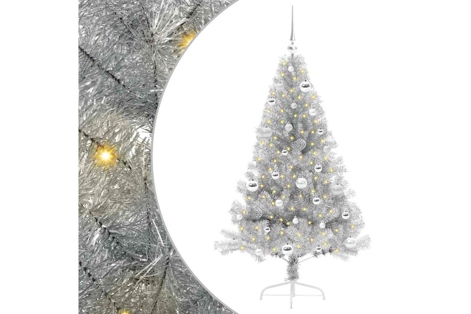 Vidaxl Artificial Pre-lit Christmas Tree Silver 150 Cm Pet