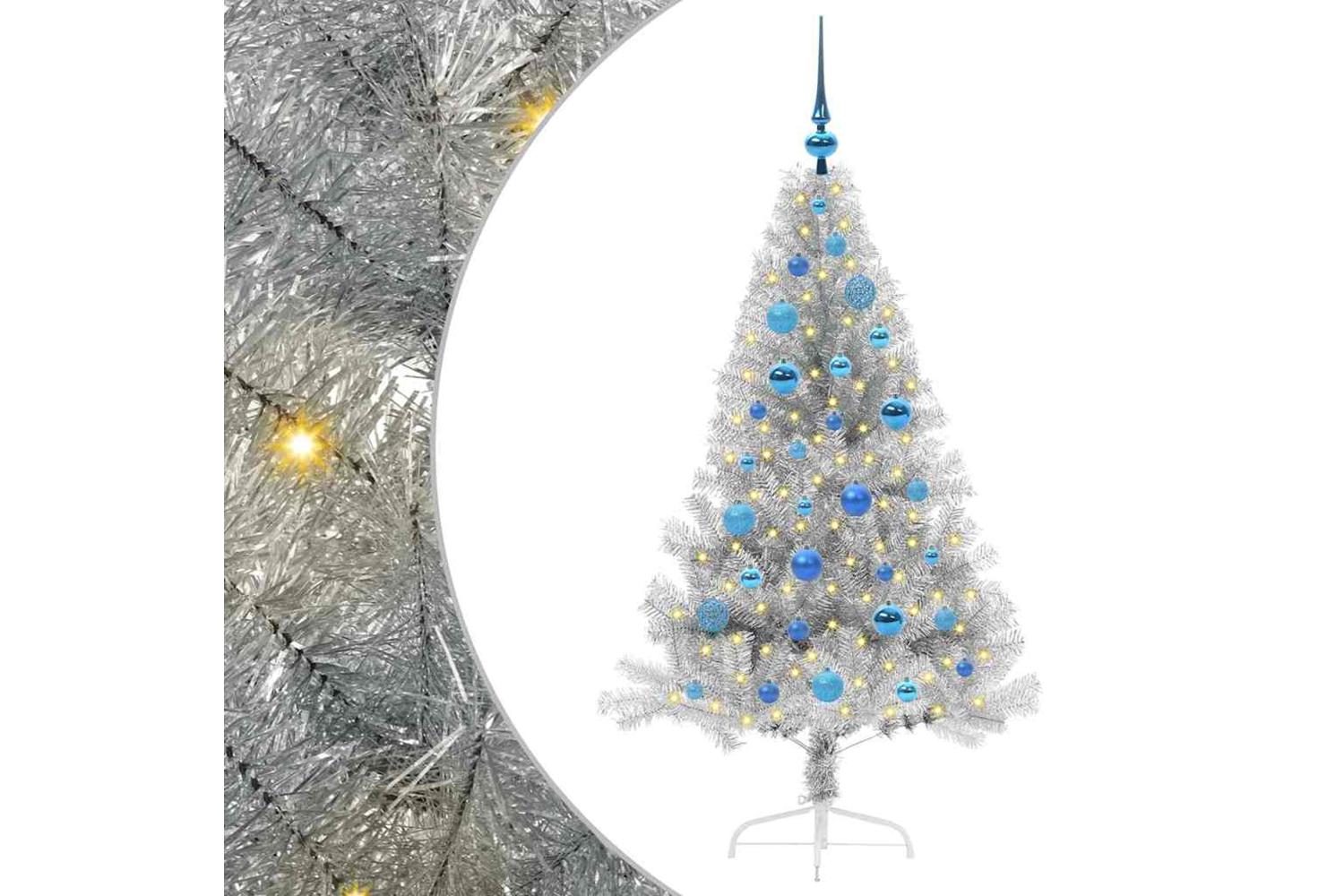 Vidaxl Artificial Pre-lit Christmas Tree Silver 150 Cm Pet