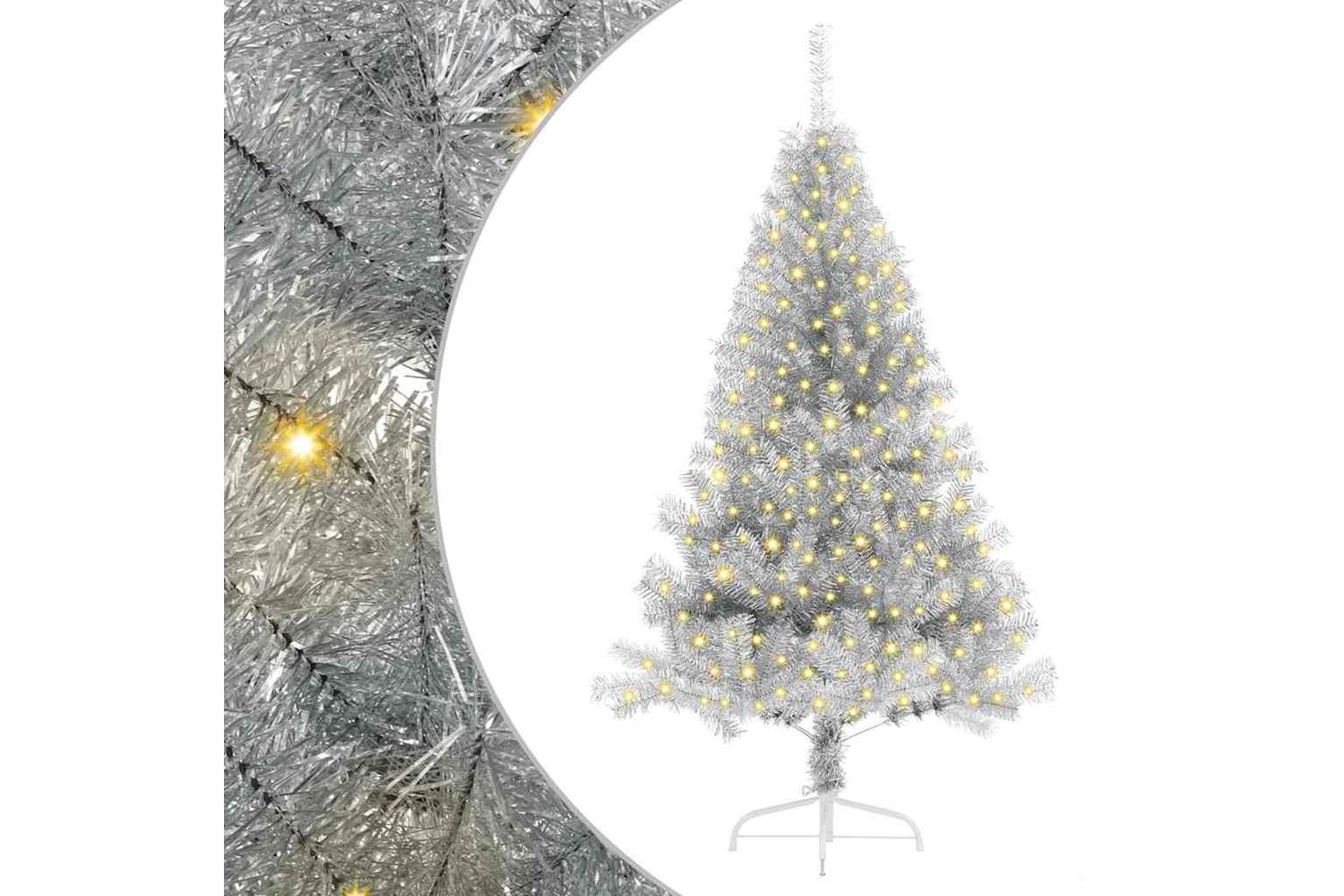 Vidaxl Artificial Pre-lit Christmas Tree Silver 180 Cm Pet