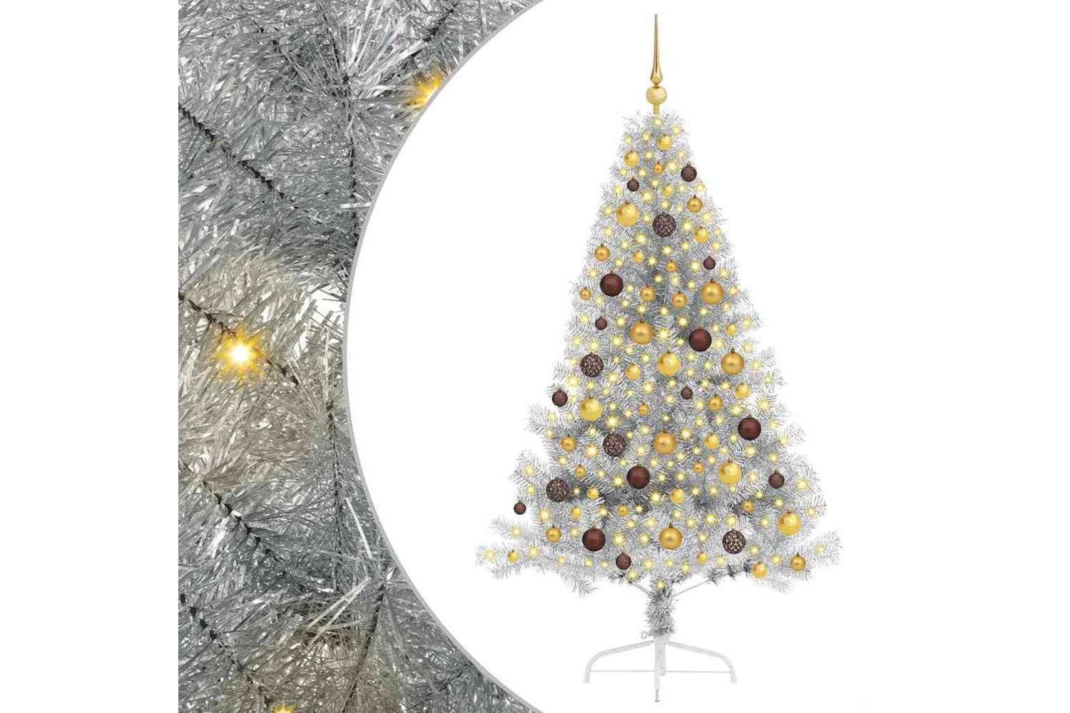 Vidaxl Artificial Pre-lit Christmas Tree Silver 180 Cm Pet