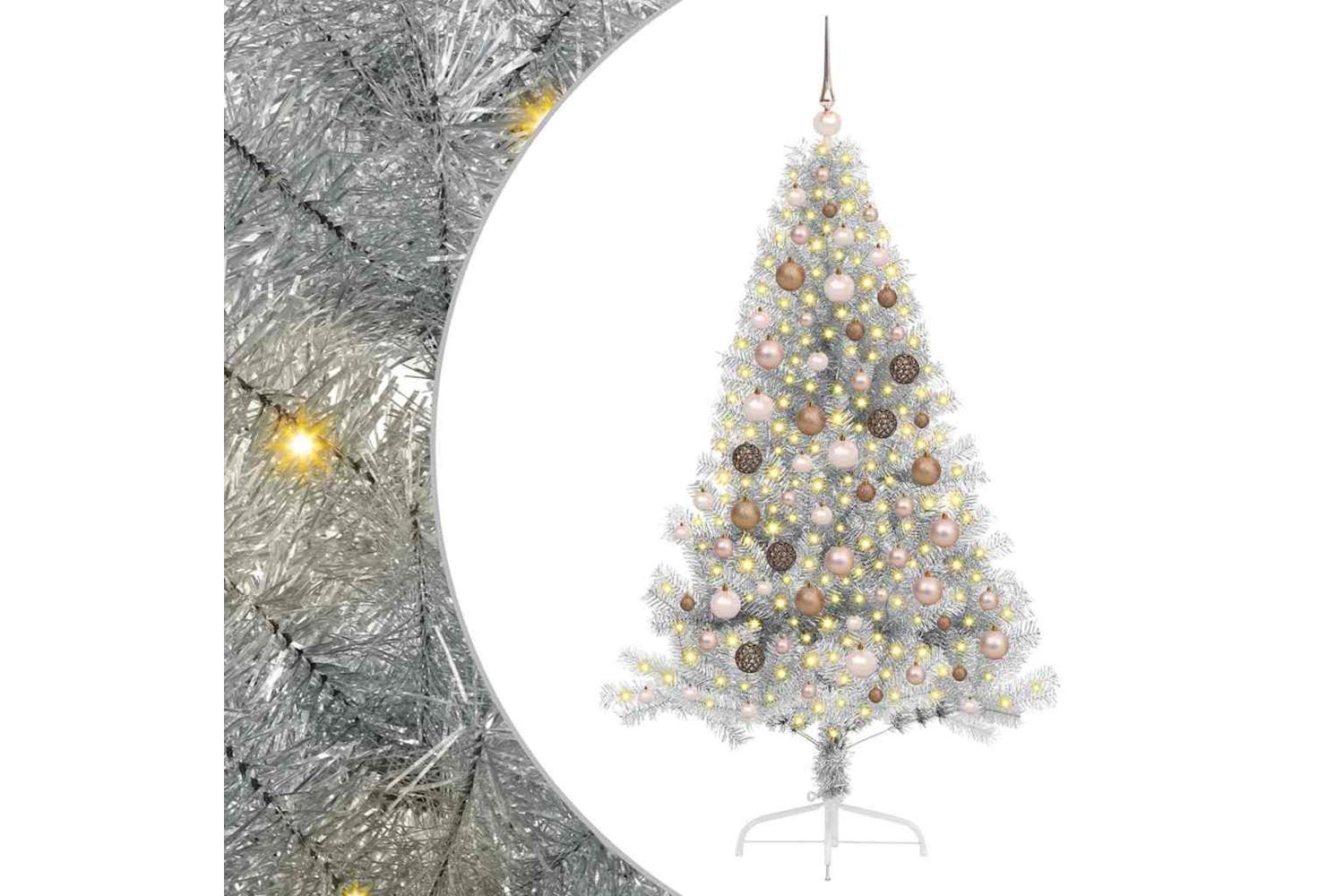 Vidaxl Artificial Pre-lit Christmas Tree Silver 180 Cm Pet