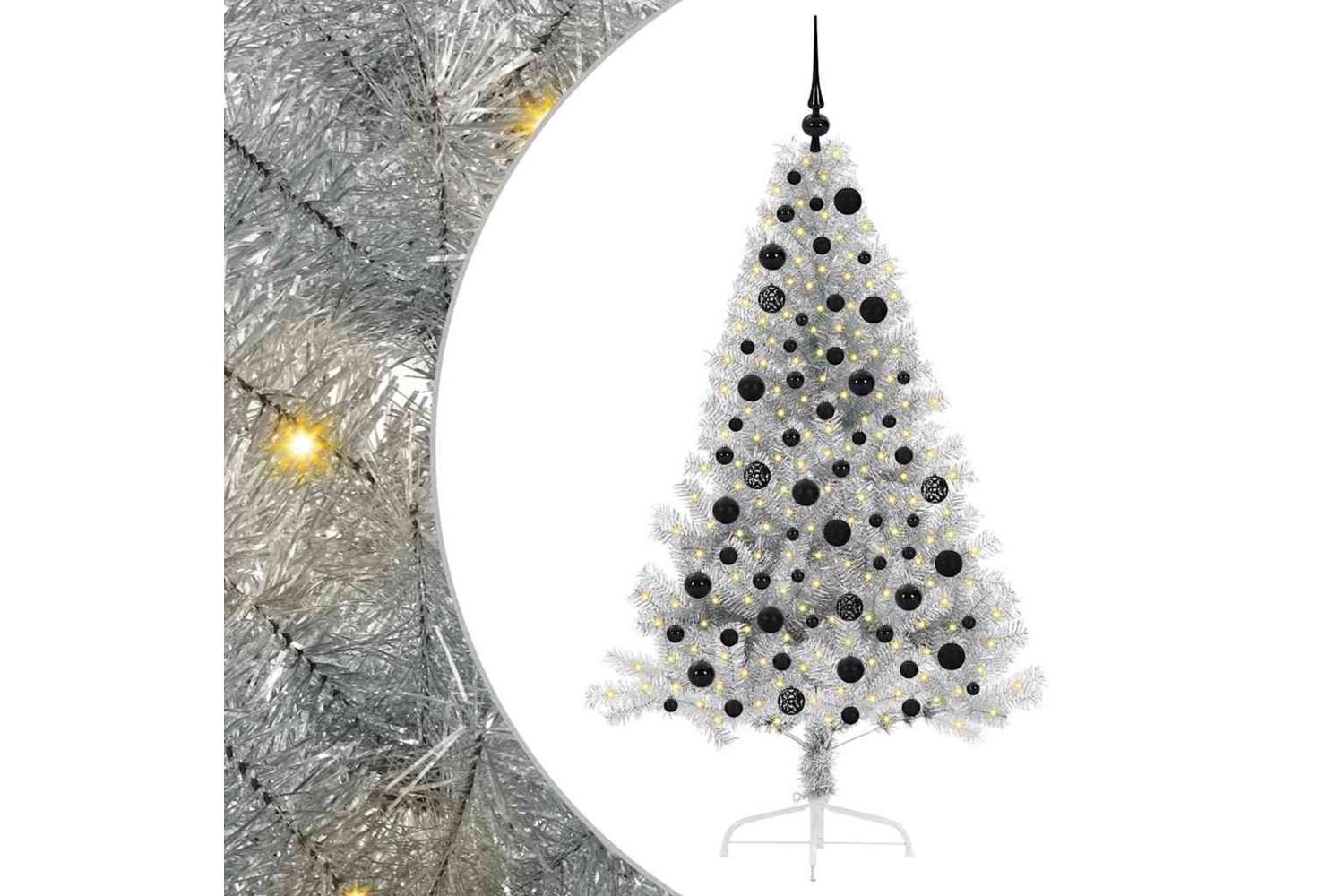 Vidaxl Artificial Pre-lit Christmas Tree Silver 180 Cm Pet