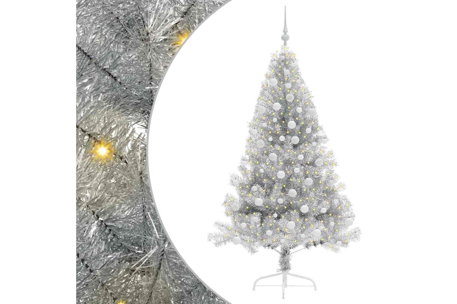 Vidaxl Artificial Pre-lit Christmas Tree Silver 180 Cm Pet