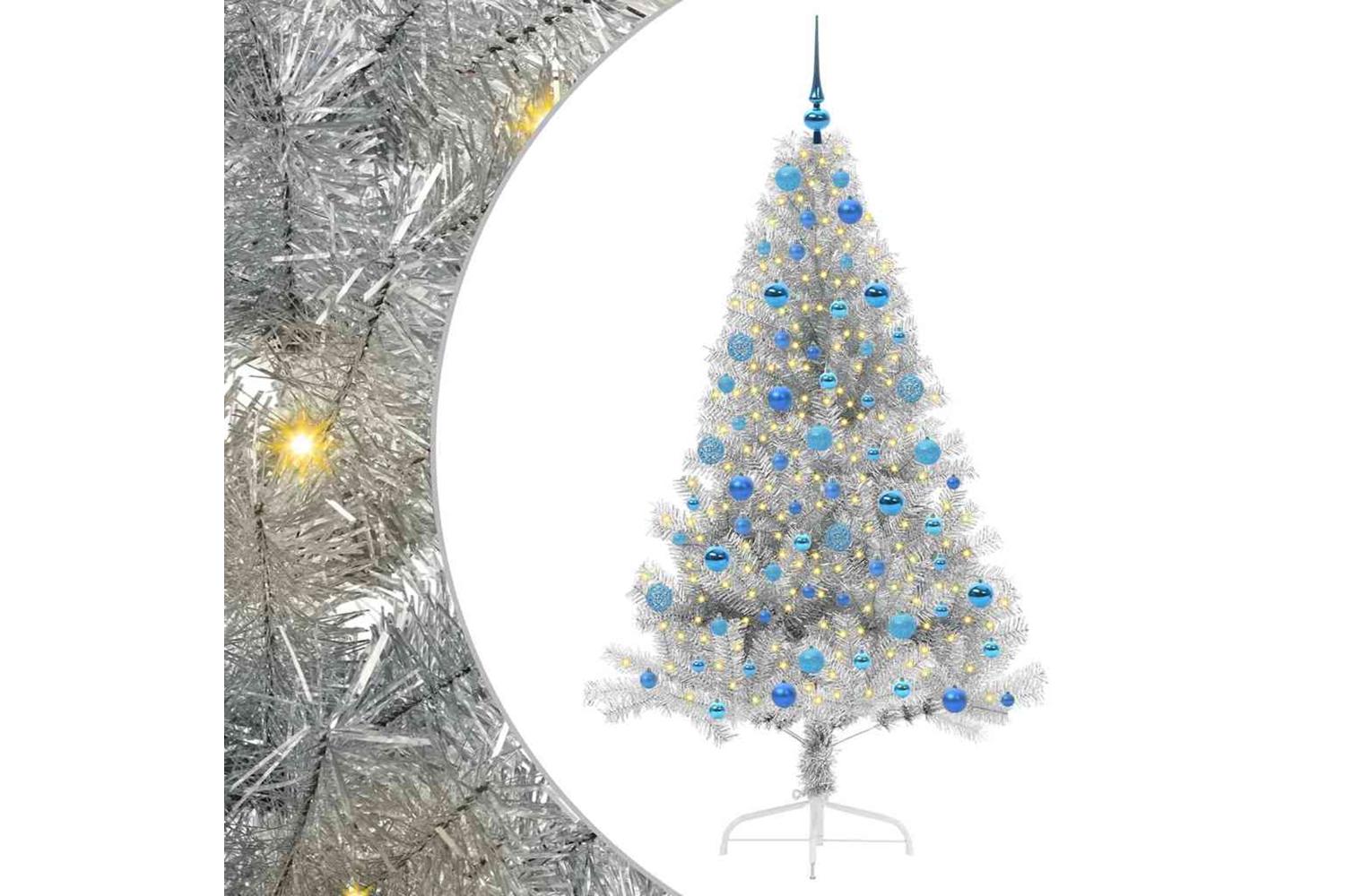 Vidaxl Artificial Pre-lit Christmas Tree Silver 180 Cm Pet