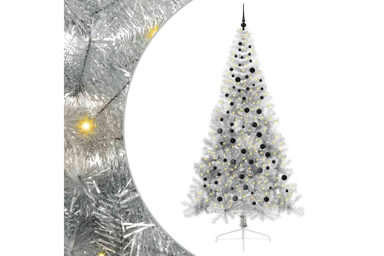 Vidaxl Artificial Pre-lit Christmas Tree Silver 240 Cm Pet