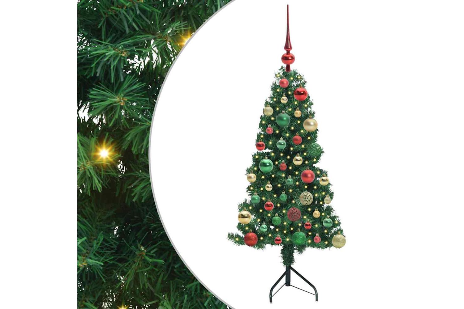 Vidaxl Corner Artificial Christmas Tree Green 120 Cm Pvc And Metal