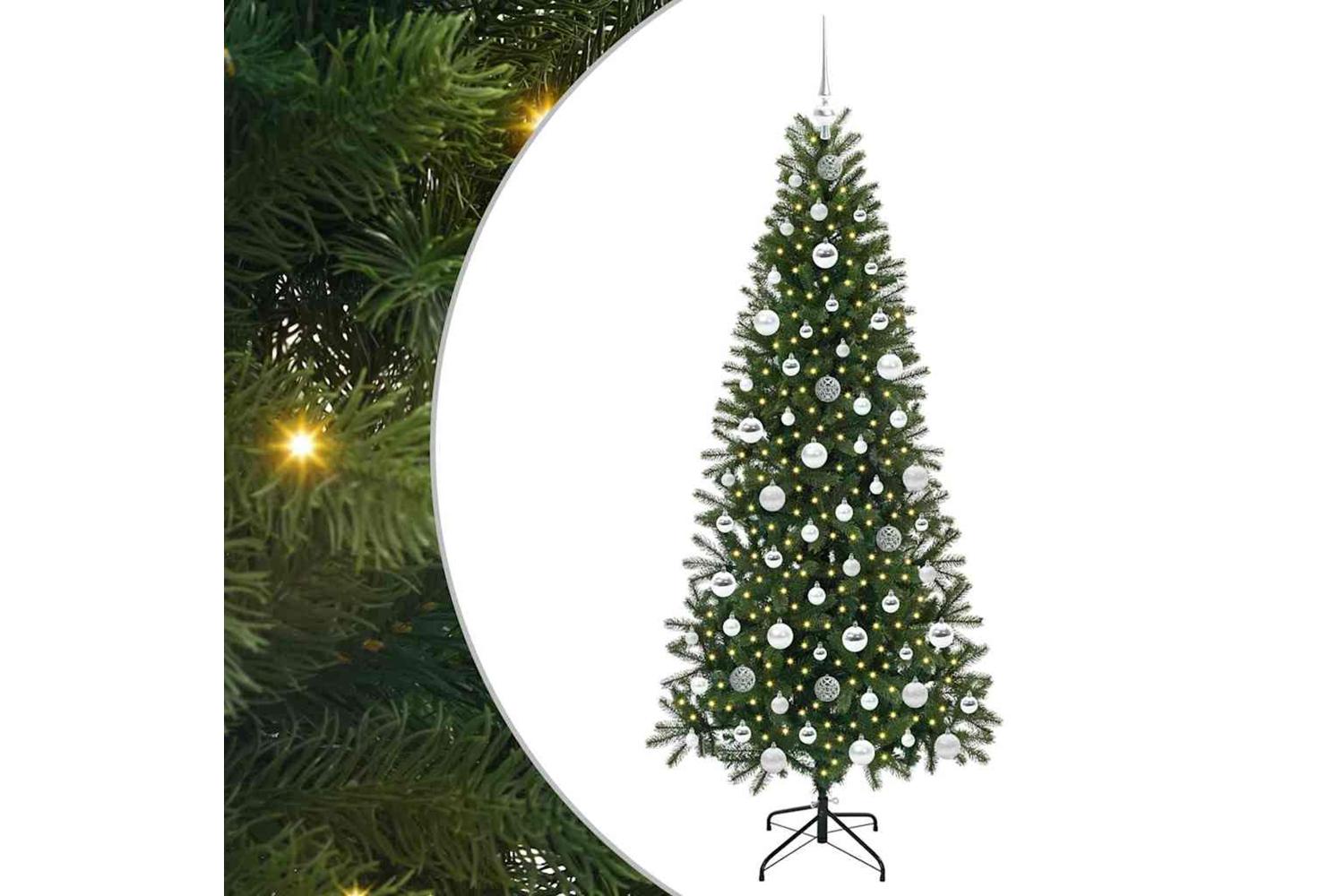 Vidaxl Artificial Christmas Tree With 300 Leds Green 180 Cm Pe And Pvc