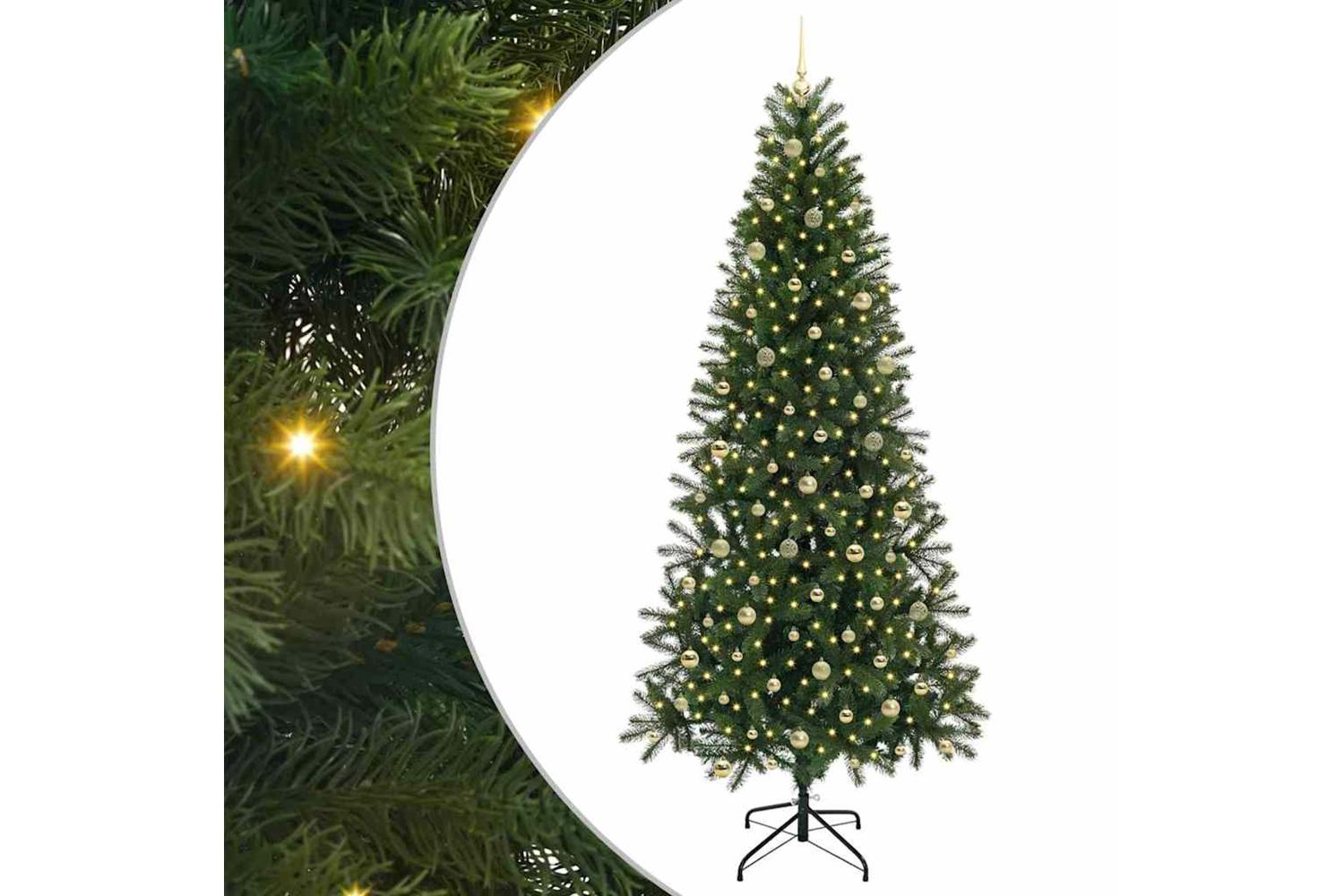 Vidaxl Artificial Christmas Tree With 300 Leds Green 240 Cm Pe And Pvc