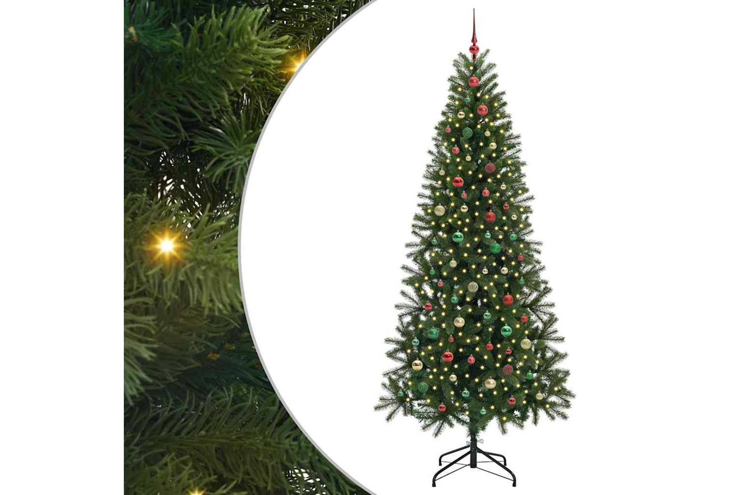 Vidaxl Artificial Christmas Tree With 300 Leds Green 240 Cm Pe And Pvc